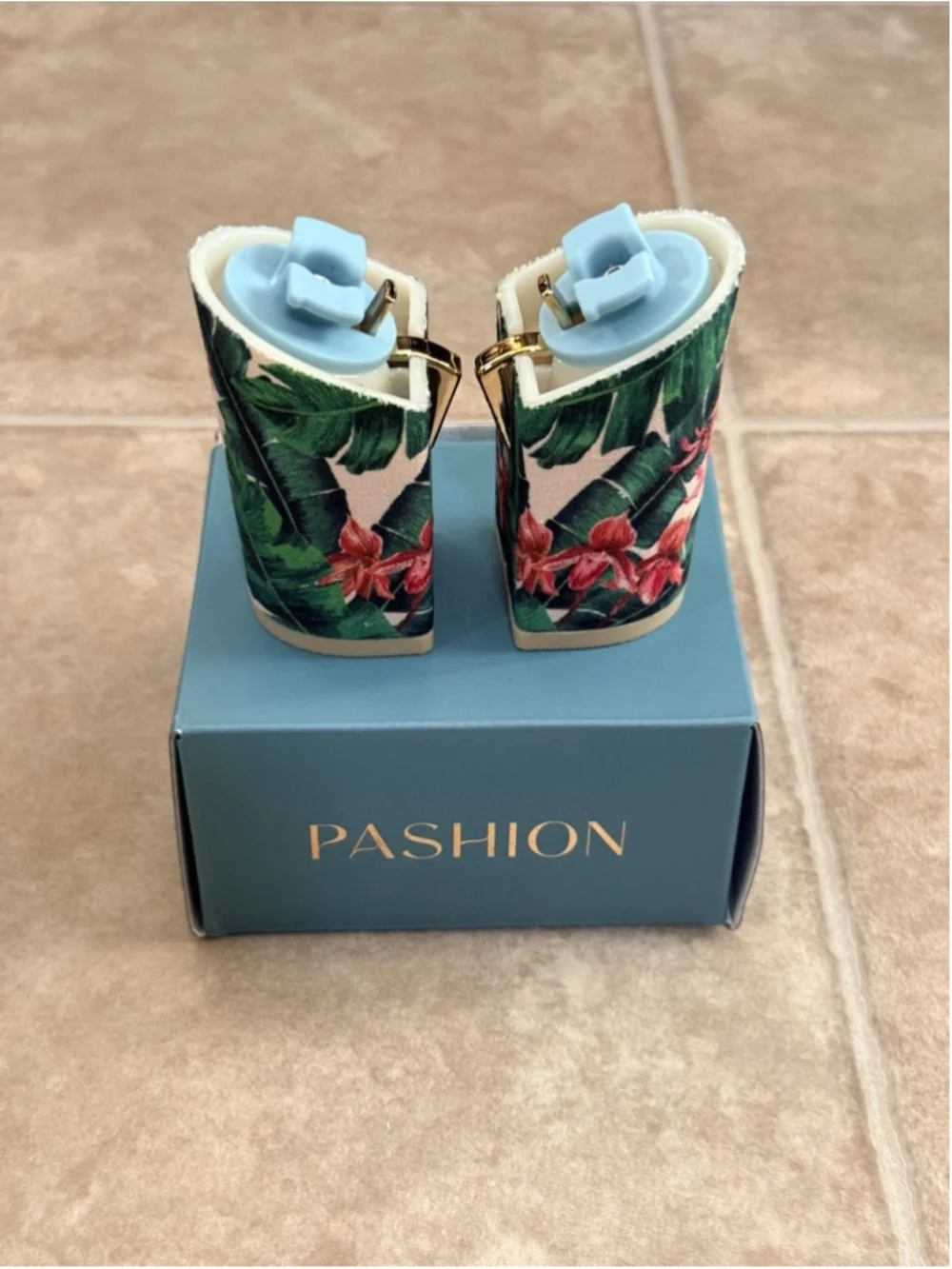 Pashion Footwear Tropical Print 4 inch Heel Block size 5-6.5